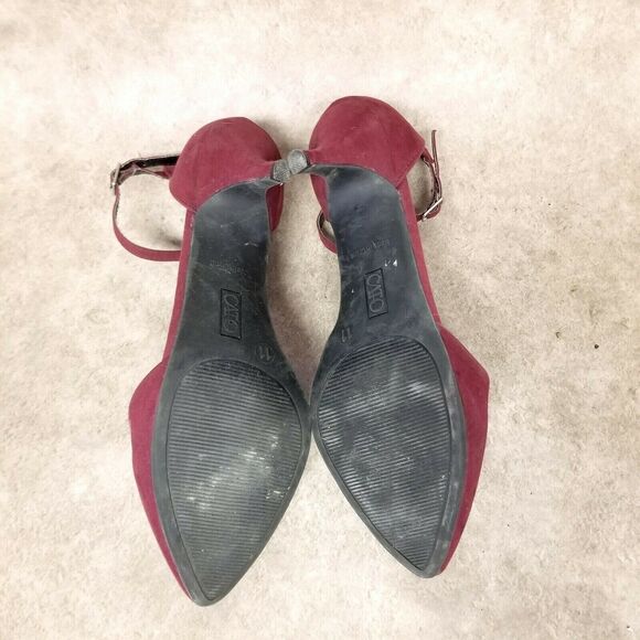 CATO Womens Size 11 Purple Fabric Slip On Pointed Toe Ankle Strap 3" Heel - Picture 8 of 10